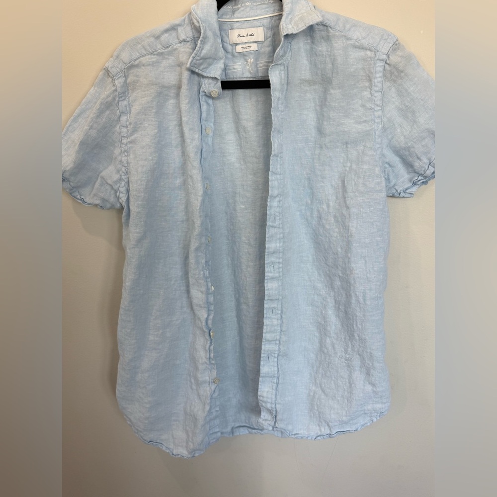 Porter & Ash 100% Blue Linen Button down